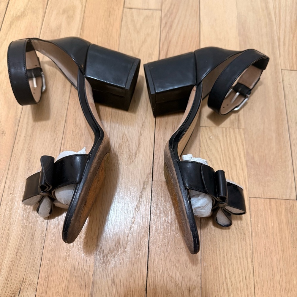 Pour La Victoire Aimee Black Leather Dress Block Heel Sandals Size 7.5 - Picture 6 of 9